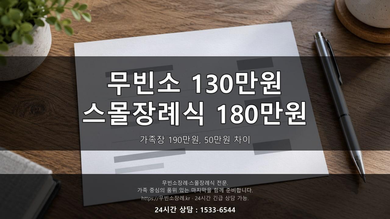 무빈소 130만원, 스몰장례식 180만원, 가족장 190만원 - 50만원 차이, 솔직히 설명드립니다