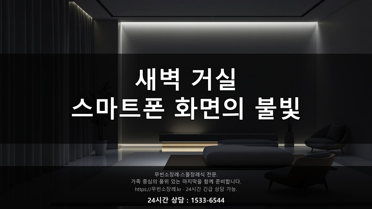 새벽 거실, 스마트폰 화면의 불빛